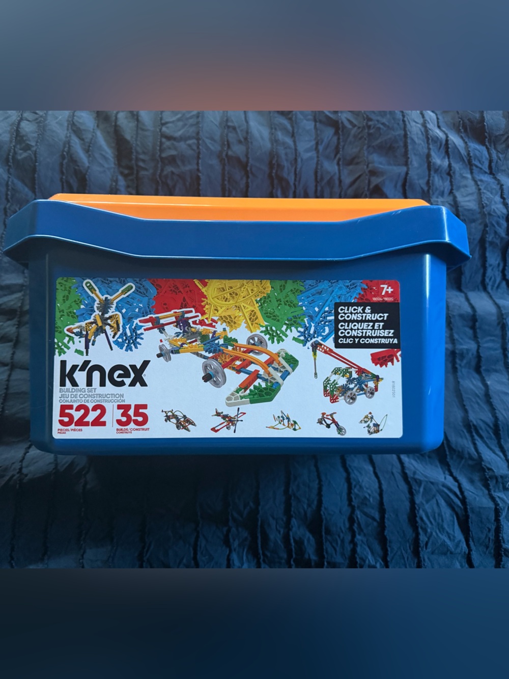 K'NEX 522-Piece Click & Construct Building Set – Blue and Orange Storage Case